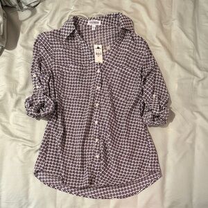 Express Portofino Black and White Geometric Blouse